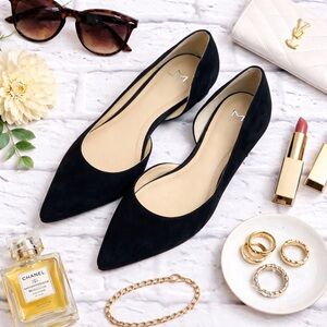Marc Fisher Black Suede Pointed-Toe Flats